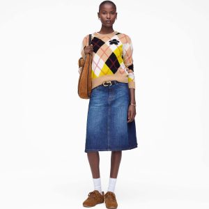 Two Tone Shadow Denim Skirt