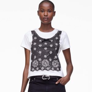 Trompe L'Oeil Eyelet Slim Tee