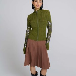 Plated Knit Zip Up